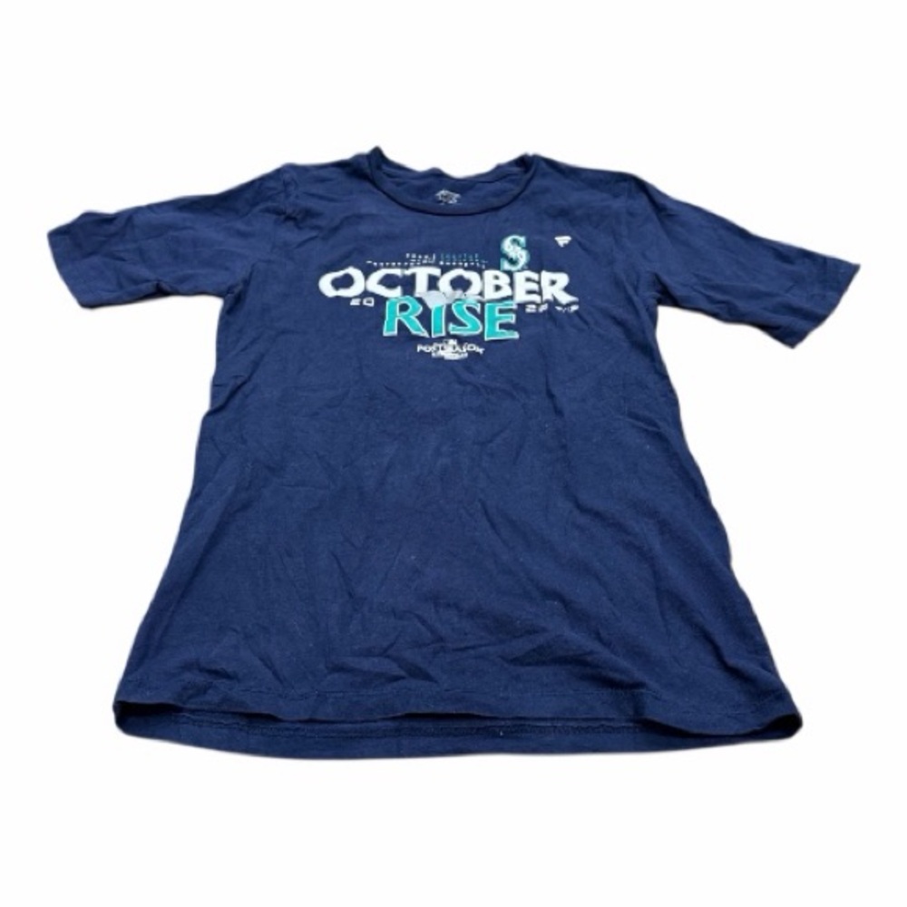 Seattle Mariners October Rise Kids Short Sleeve T-Shirt, Size 14-16, Blue